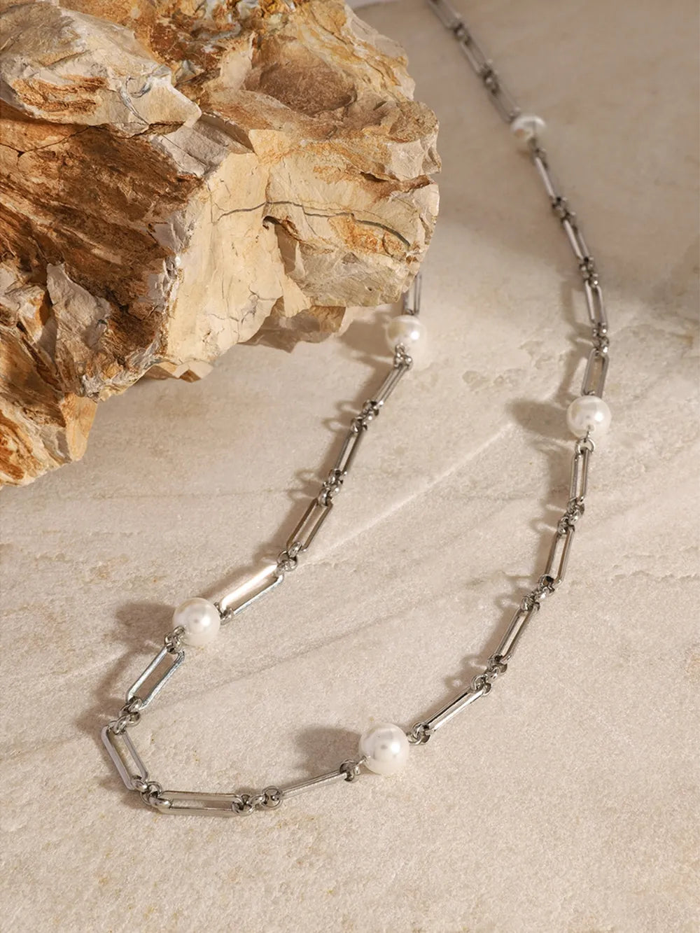 Stainless Steel Pearl Chain Necklace - V.I.P Digital Presence