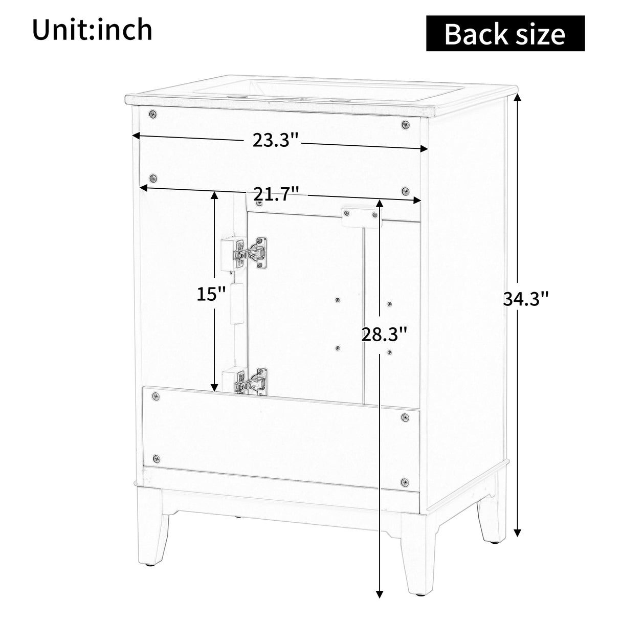 24" Bathroom Vanity with Sink, Bathroom Vanity Cabinet with One Flip Drawer and Doors, Solid Wood and MDF, White - V.I.P Digital Presence