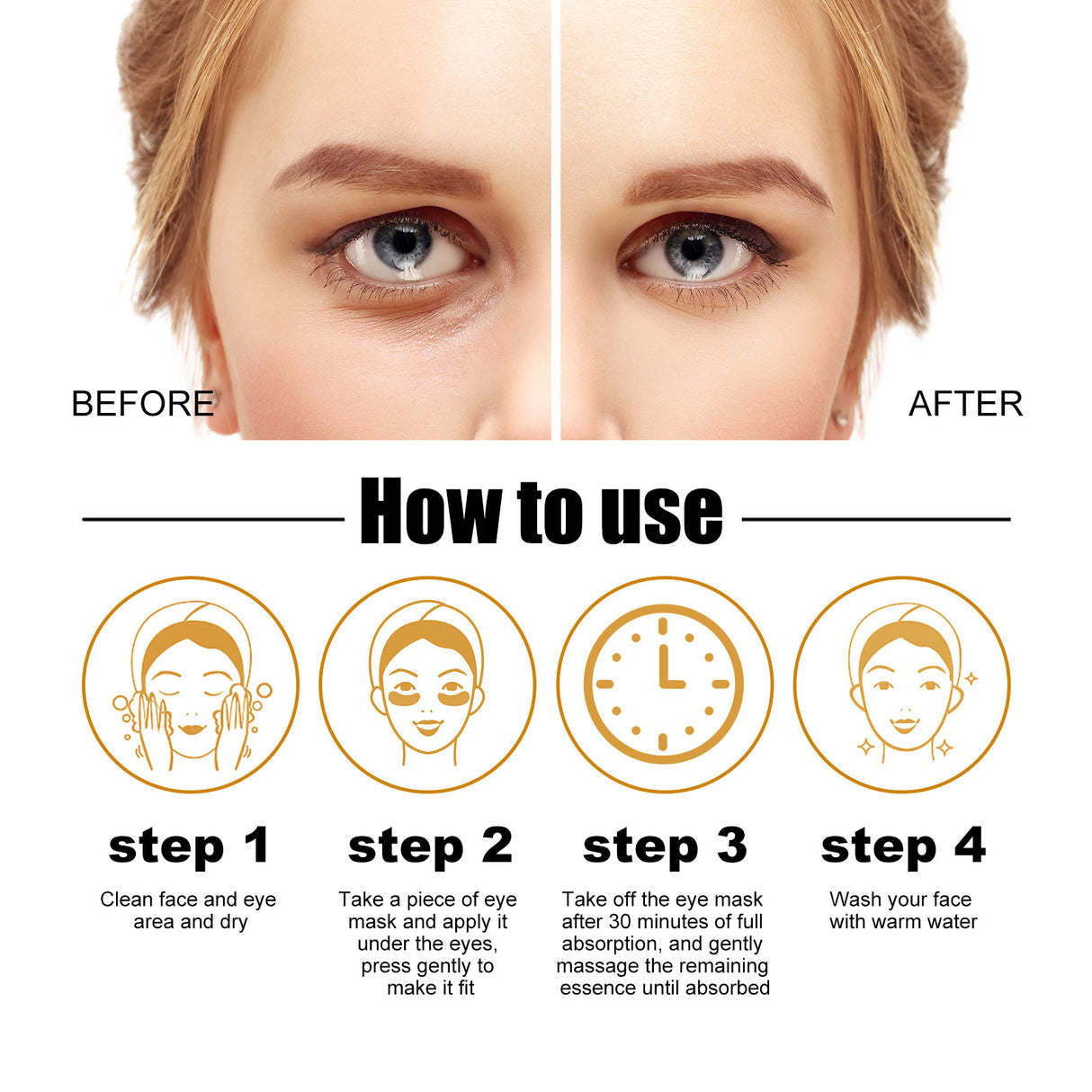 Collagen Gold Eye Mask Firming Eye Pattern Patch Overnight Dark Circles Under Eye Elastic Repair - V.I.P Digital Presence