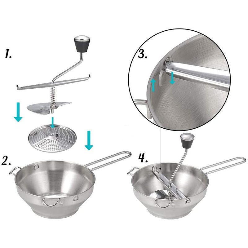 Stainless Steel Food Mixer, Jam Grinder, Potato Masher, Potato Masher, Masher, Vegetable and Fruit Grinder - V.I.P Digital Presence
