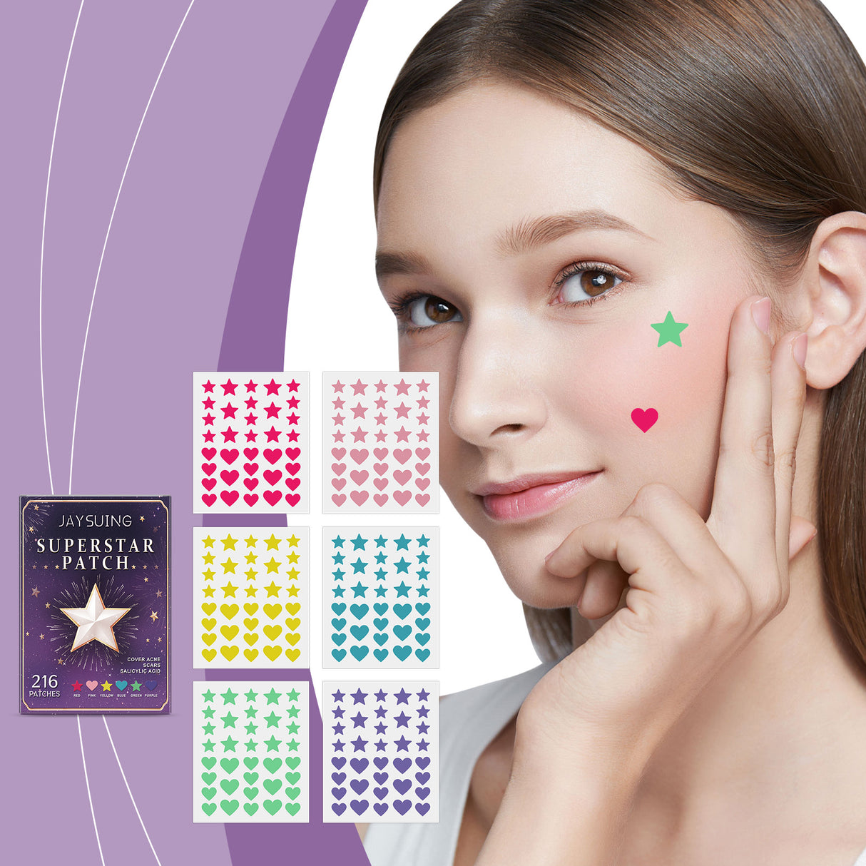 Parche invisible multicolor para el acné, elimina el acné, cuida la piel y cubre las marcas del acné.
