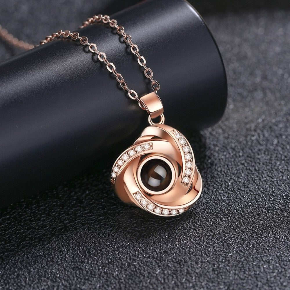 100 languages, I love you. Projection necklace, simple and fashionable, spiral pendant, collarbone chain - V.I.P Digital Presence