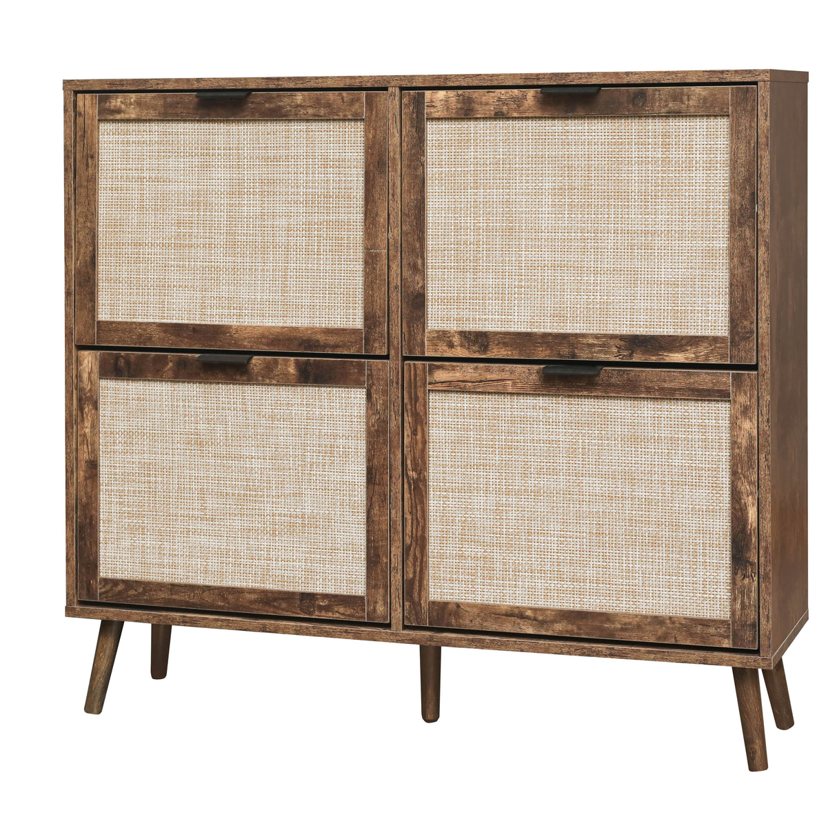 4 Door Shoe Rack, Freestanding Modern Shoe Storage Cabinet, for Entryway - V.I.P Digital Presence