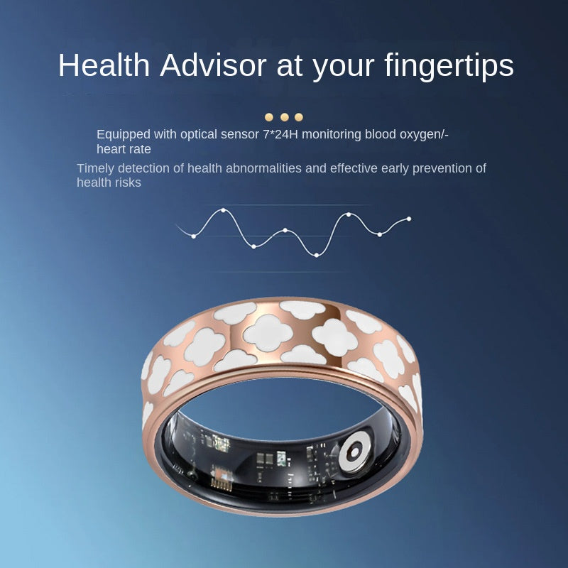 Health Smart Titanium Steel Ring Waterproof Blood Pressure Oxygen Sleep Movement Tracking Multi-Function Ring High-Tech Pair Ring - V.I.P Digital Presence