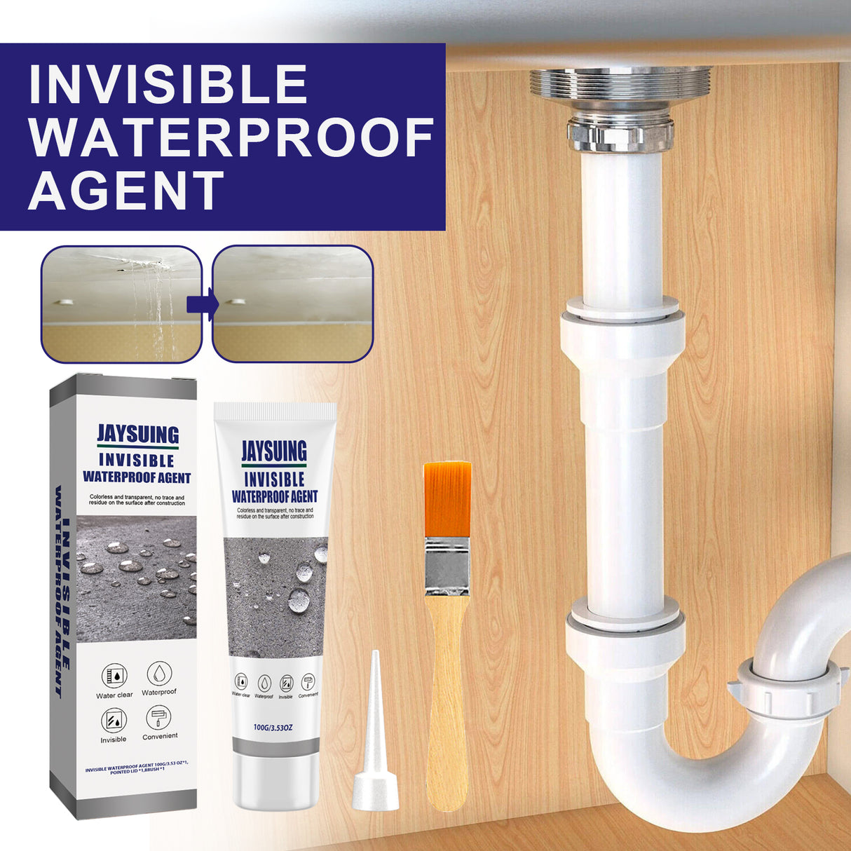 Invisible Waterproof Agent, Toilet Kitchen Waterproof Paint Exterior Wall Balcony Roof Tile Leak Repair Glue - V.I.P Digital Presence