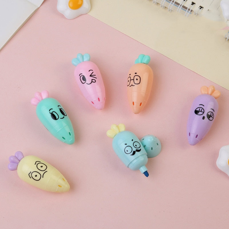 1 mini resaltador bonito con dibujos animados, marcador de pintura, material de papelería para la escuela y la oficina, cápsula de vitaminas Kawaii divertida.