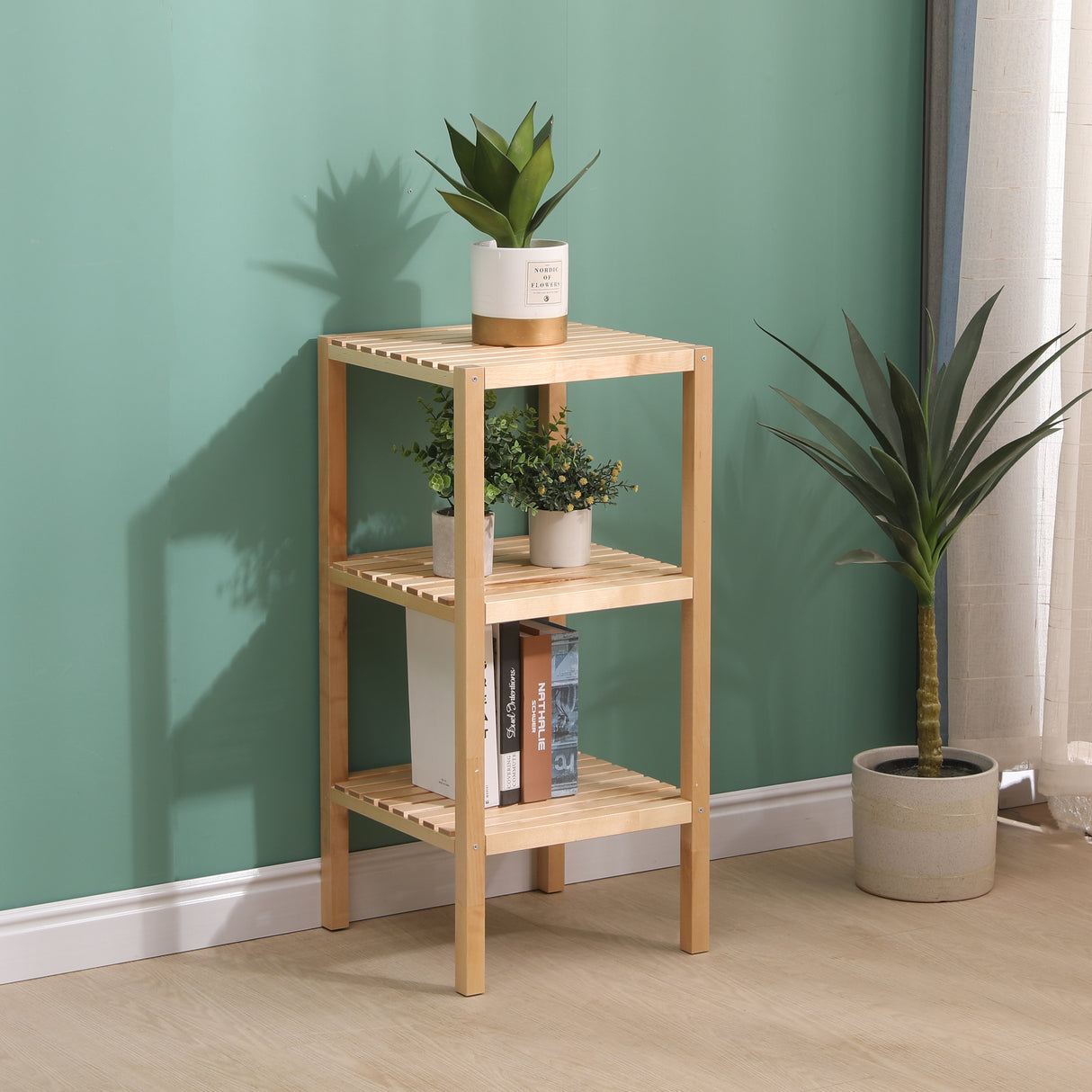 3-Tier Birch Bathroom Shelf, Narrow Shelving Unit, Multifunctional Storage Rack, Corner Rack, for Kitchen, Living Room - V.I.P Digital Presence