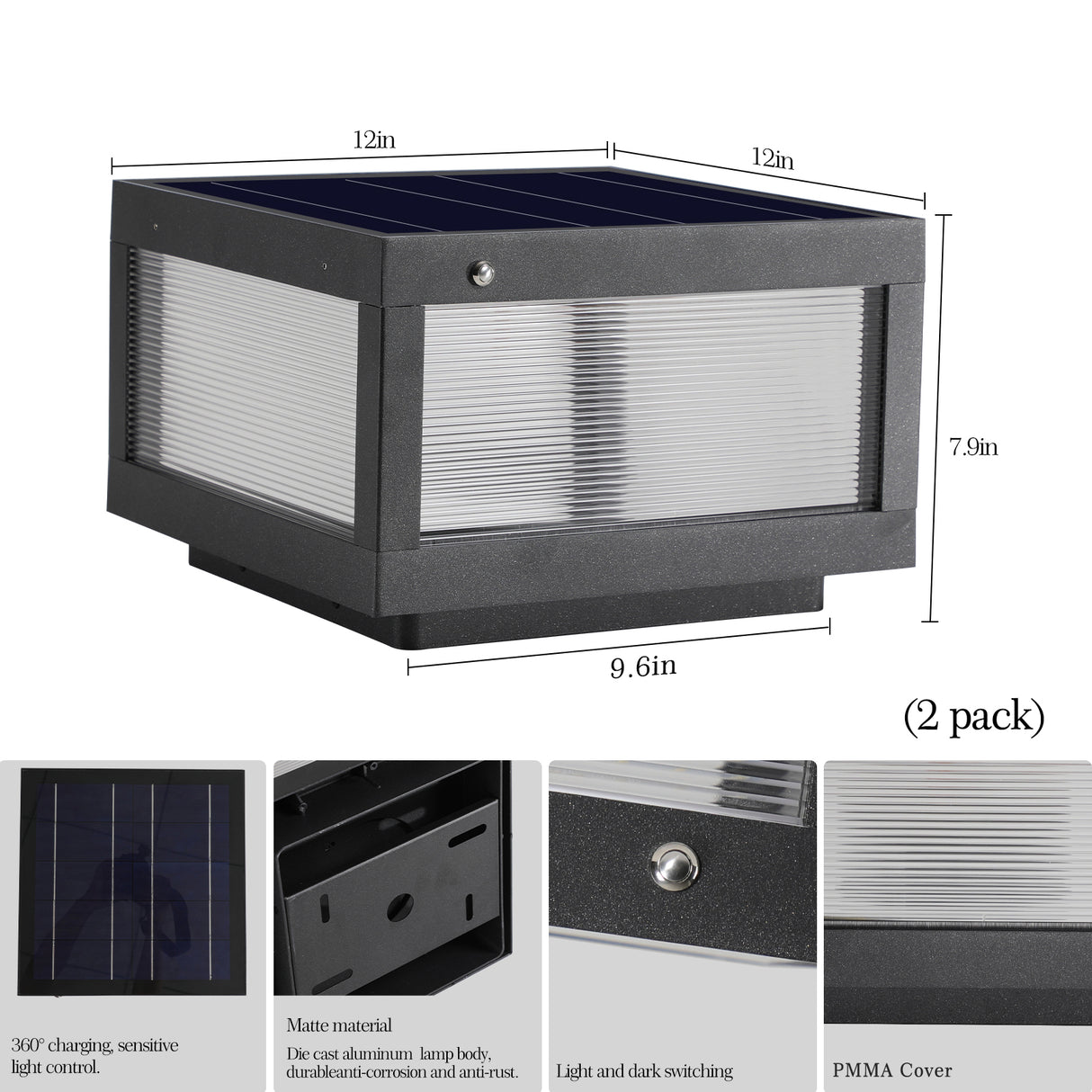 Solar Wall Lamp With Dimmable LED Aluminium