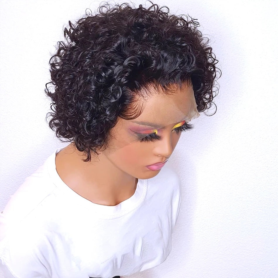 New front lace headgear wig short pixie headgear human hair real hair headgear - V.I.P Digital Presence