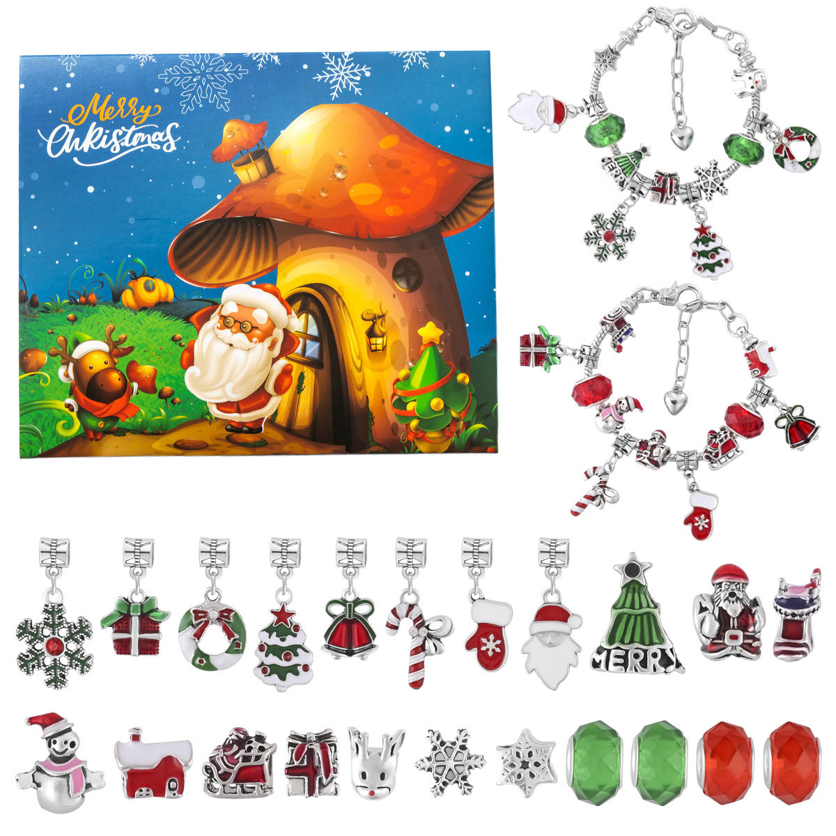 DIY creative children's bracelet jewelry 24-grid calendar Christmas holiday surprise blind box silver set - V.I.P Digital Presence