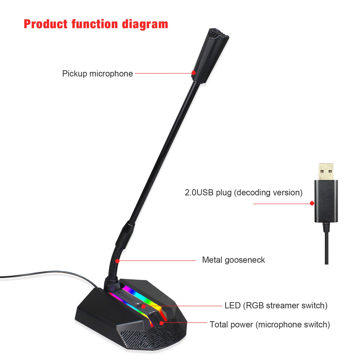 New desktop RGB luminous condenser microphone live broadcast shouting microphone gaming microphone - V.I.P Digital Presence