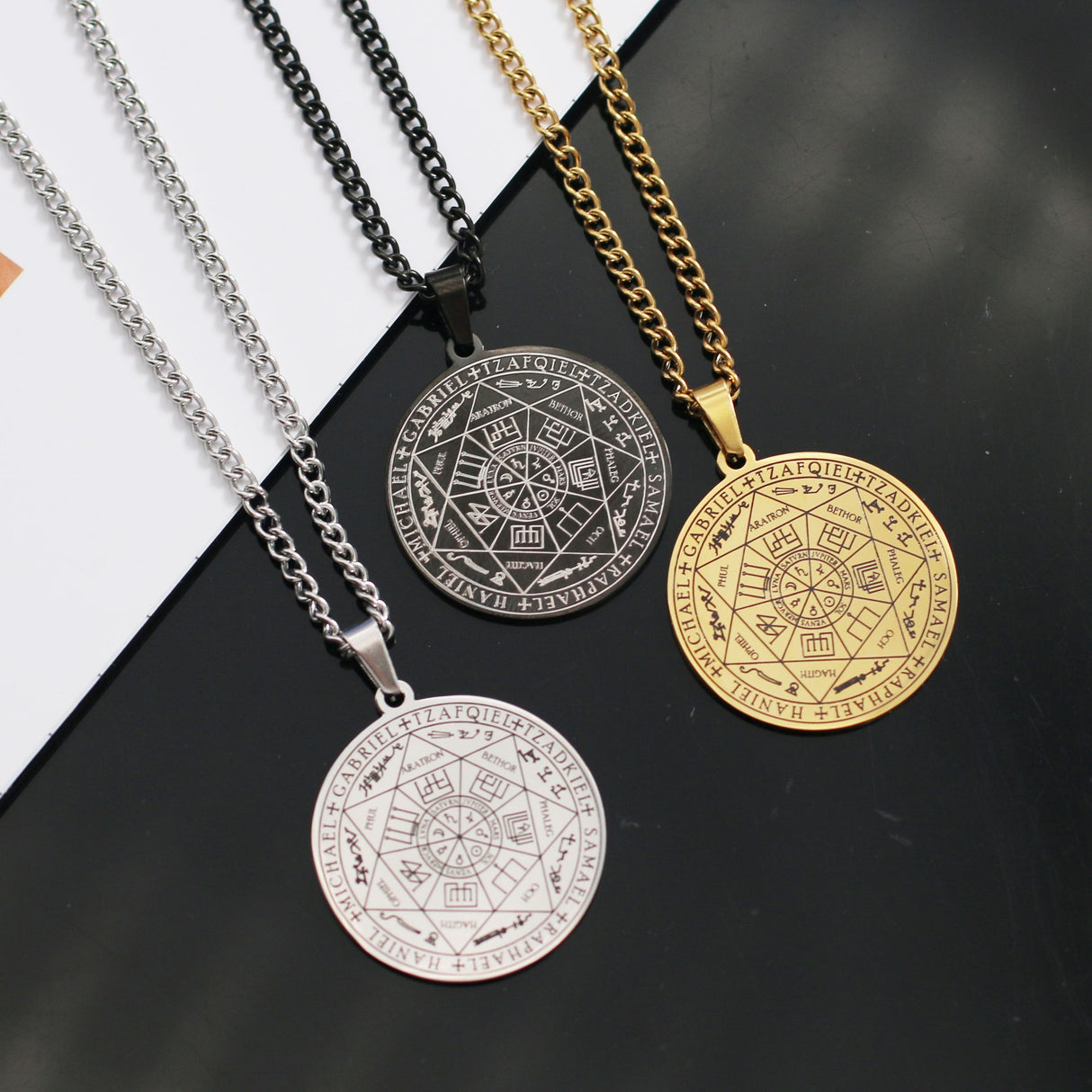 Stainless Steel Necklace Jewelry Seven Angels Magic Circle Pendant DIY Accessories Men's Necklace - V.I.P Digital Presence
