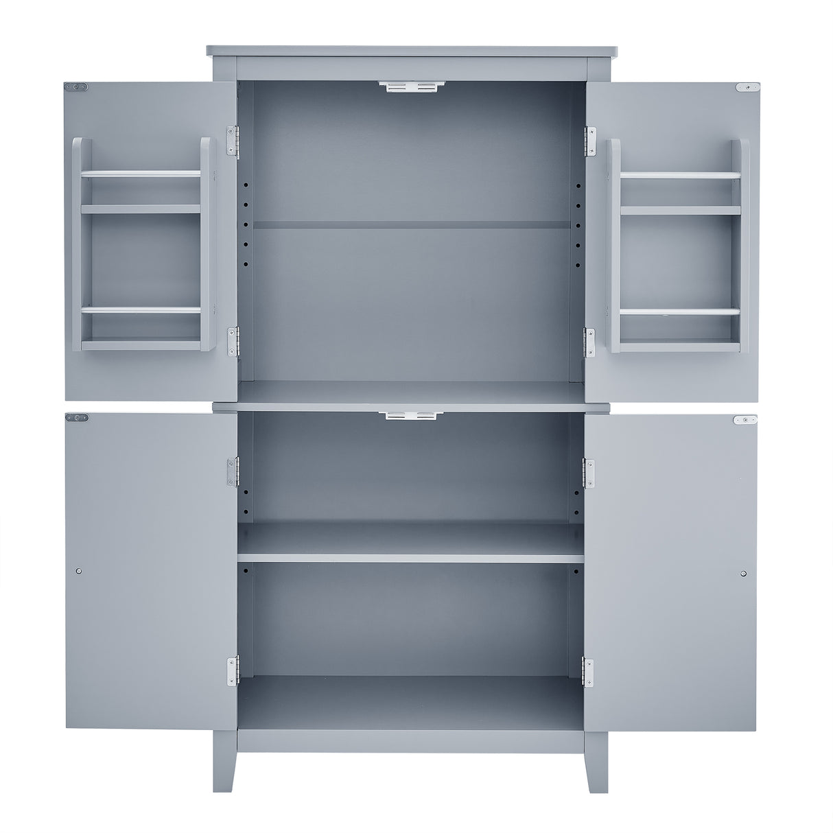 Bathroom floor storage cabinet, bathroom storage cabinet, 4-door independent cabinet, adjustable shelf, adaptive shelf, gray - V.I.P Digital Presence