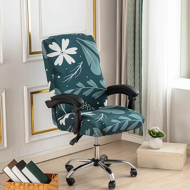 Stretch Printed Computer Office Chair Covers Soft Fit Universal Desk Rotating Slipcovers Removable Washable Anti-Dust Spandex - V.I.P Digital Presence
