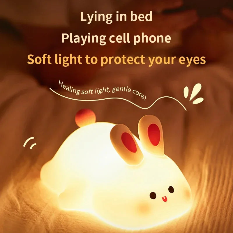 Silicone Night Lights Cute Rabbit Patting Lamp Rechargeable Timing Sleeping Night Lamp Holiday Party Decor Kids Gift Night Light - V.I.P Digital Presence