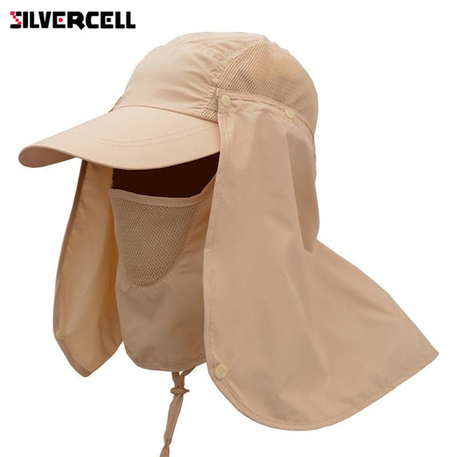 Sun Caps Flap Hats 360 degree Solar UV Protection Sun Hat Summer Men Women Sun Visor Cap Folding Removable Neck Face Mask Head - V.I.P Digital Presence