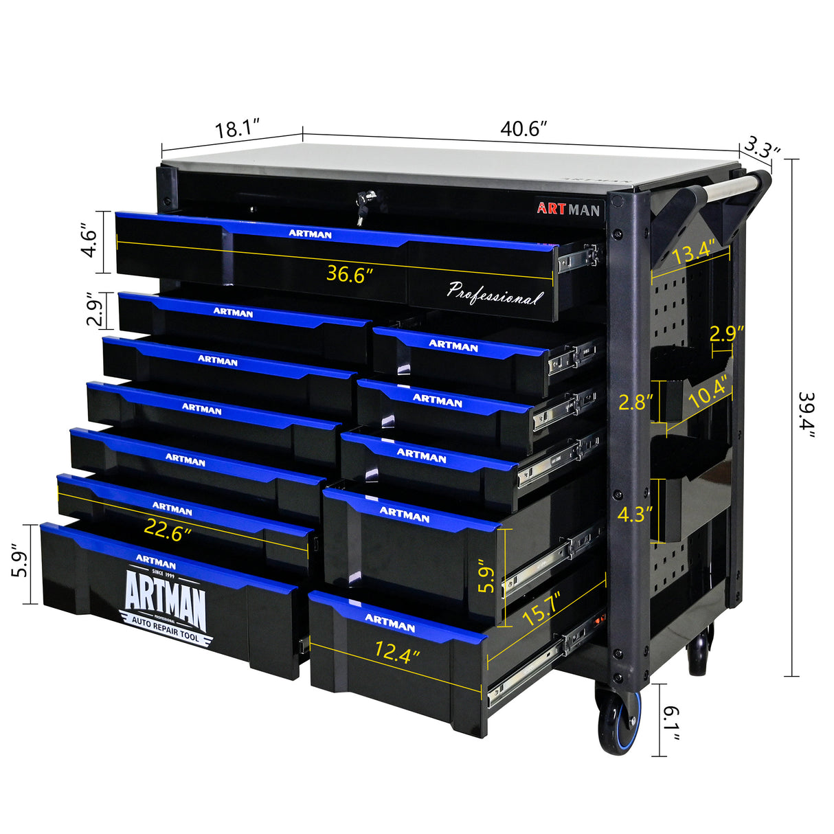 12-Layer Drawer Multi-Purpose Tool Car, With Wheels, Iron Top - V.I.P Digital Presence