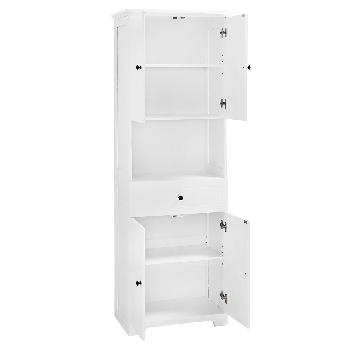 Tall Bathroom Cabinet with Four Doors, Large Storage Space Open Shelve, Upper Storage Cabinet, Whit - V.I.P Digital Presence