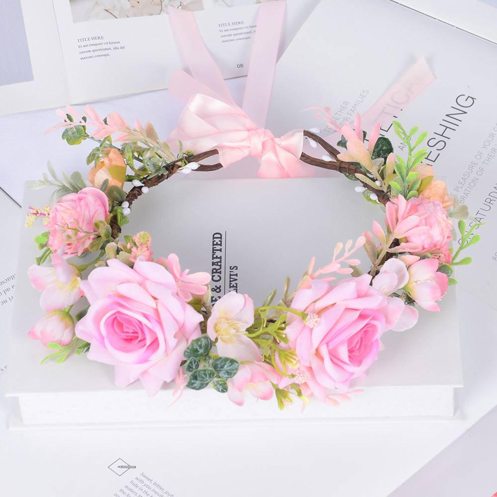 Simulated flower headdress tourist vacation princess flower fairy performance dance hair accessory female - V.I.P Digital Presence