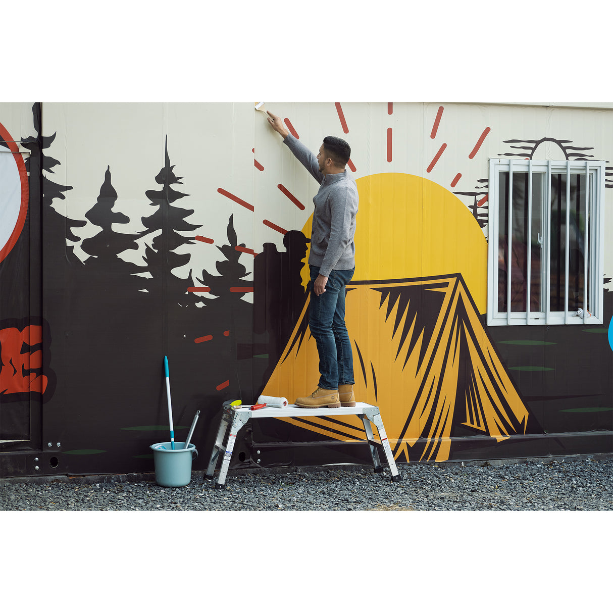 Work Platform Aluminum Portable Bench Folding Ladder ANSI Capacity 225 LBS 40" - V.I.P Digital Presence