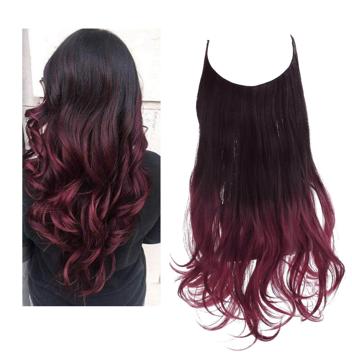 European And American Wig Piece Female Fishline Hair Extension Piece Chemical Fiber Matte High Temperature Silk Long Curly Human Hair - V.I.P Digital Presence