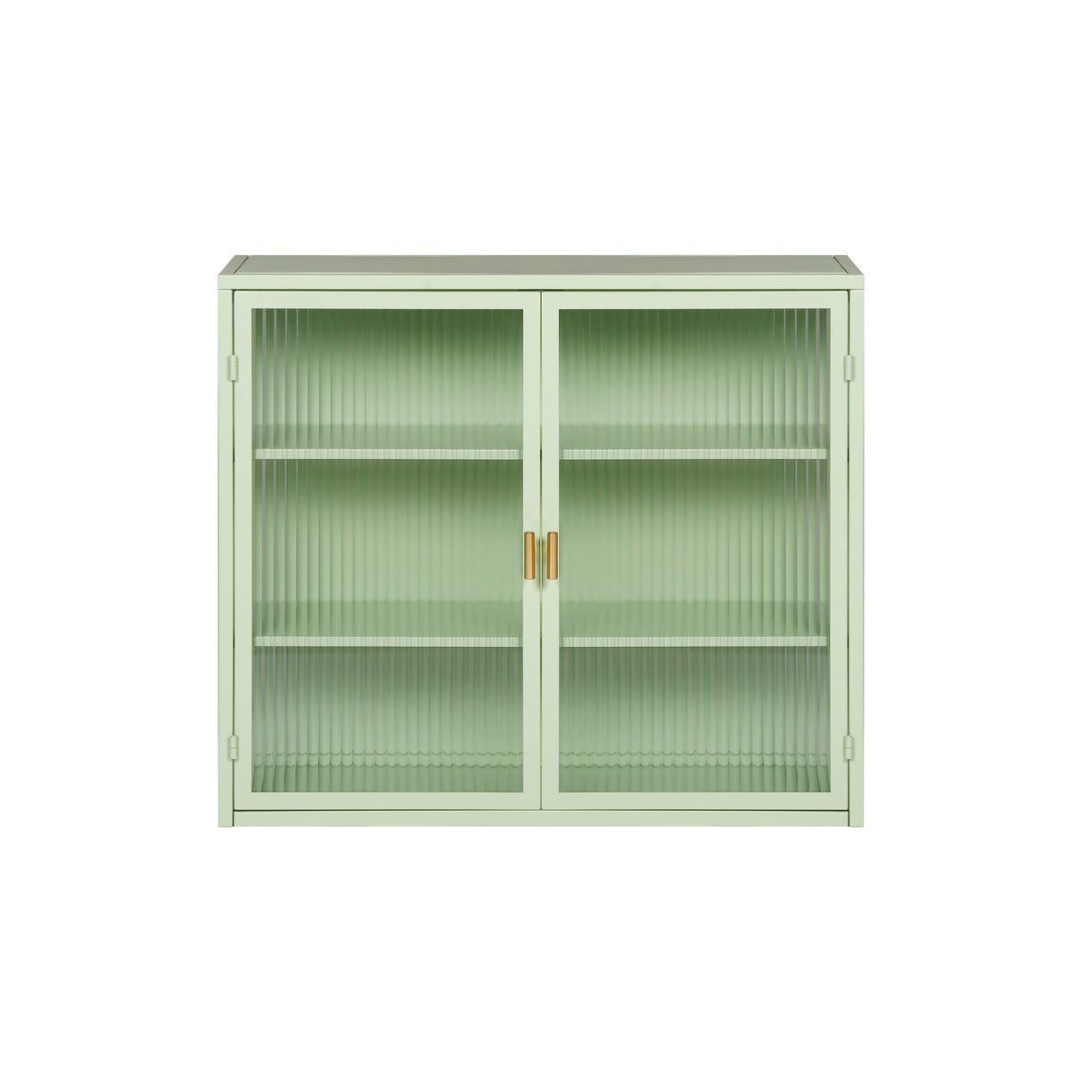 27.56"Glass Doors Modern Two-door Wall Cabinet with Featuring Three-tier Storage Mint Green