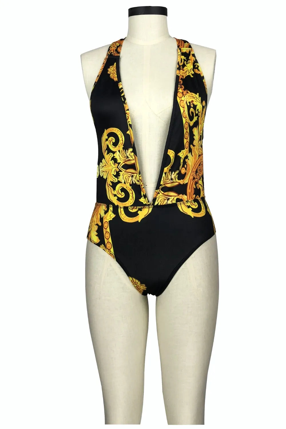 Printed Plunge One-Piece and Cover Up Swim Set - V.I.P Digital Presence