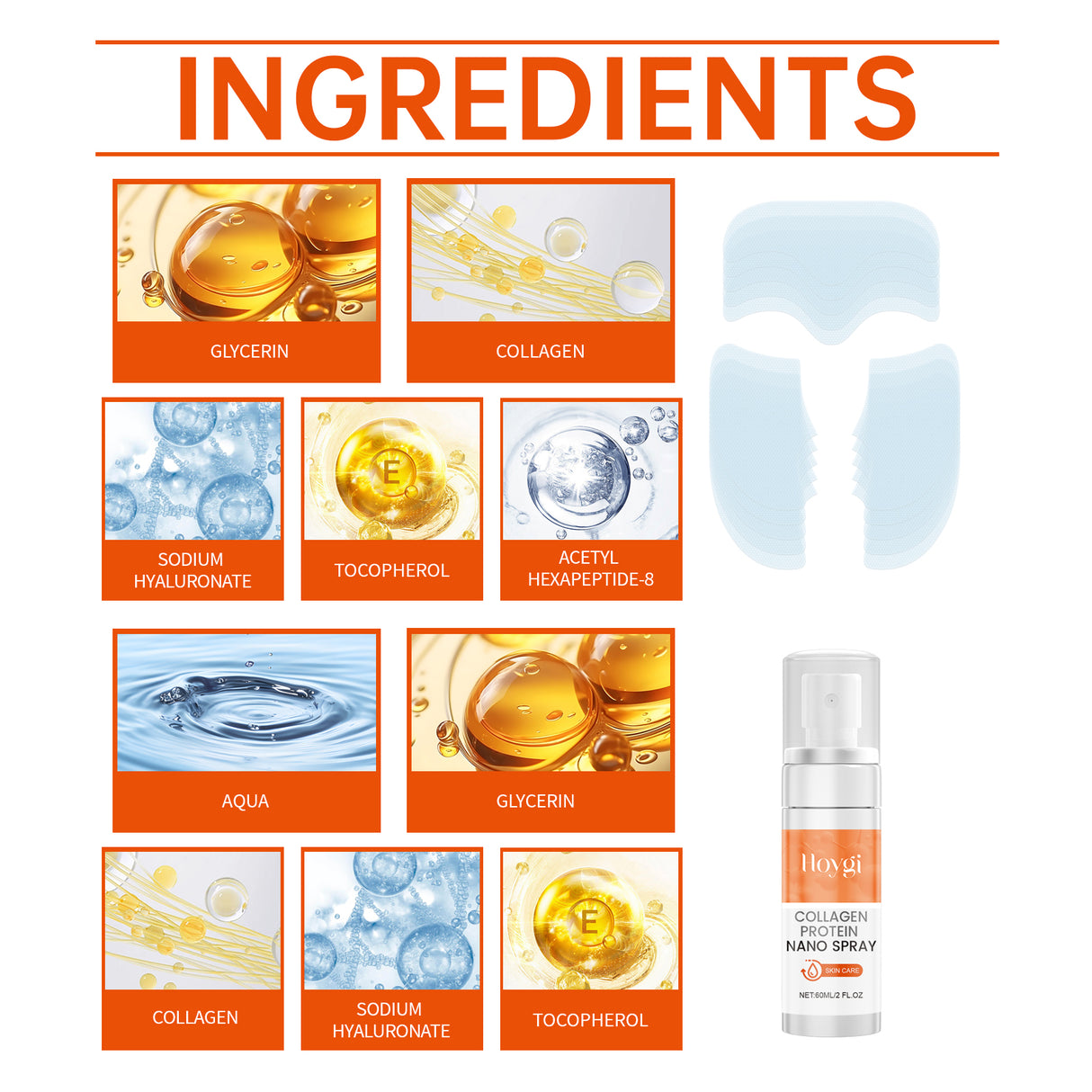 Set Facial de Colágeno Spray Reafirmante y Nutritivo de Colágeno Mascarilla Hidratante