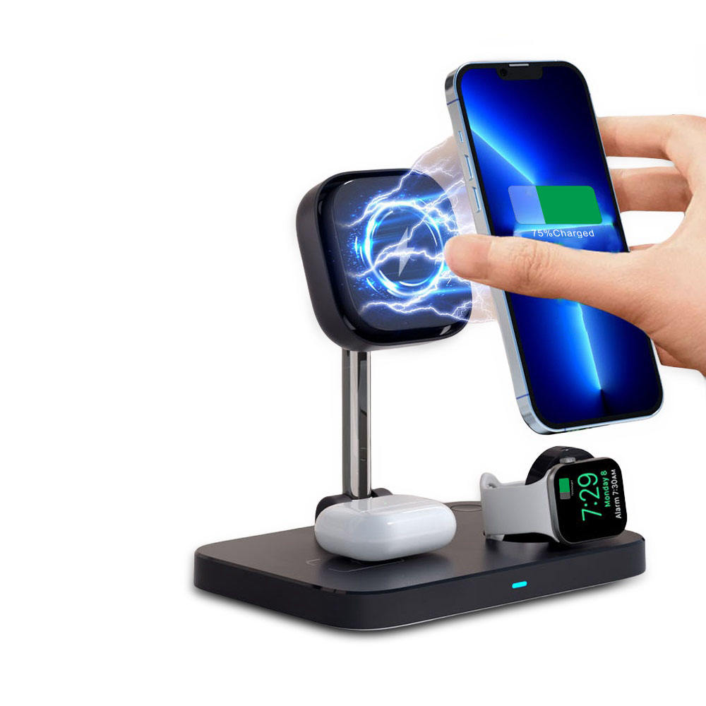 Three in one magnetic wireless charger stand with cooling fan suitable for wireless charging of iPhone earphones and watches - V.I.P Digital Presence