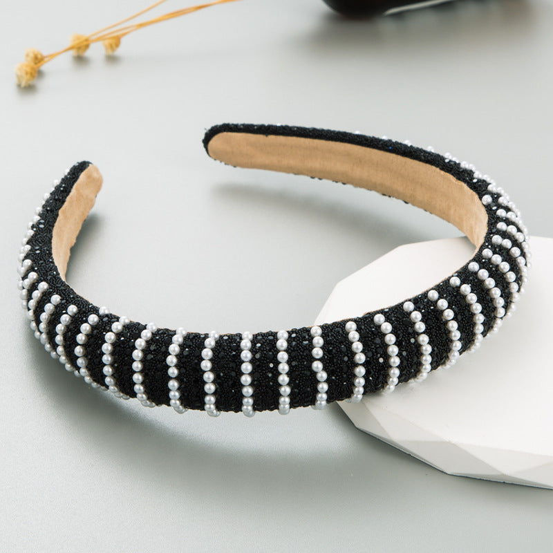 New Full Diamond Headband Pearl Rhinestone Fashion Headband Versatile Hair Accessories For Going Out - V.I.P Digital Presence
