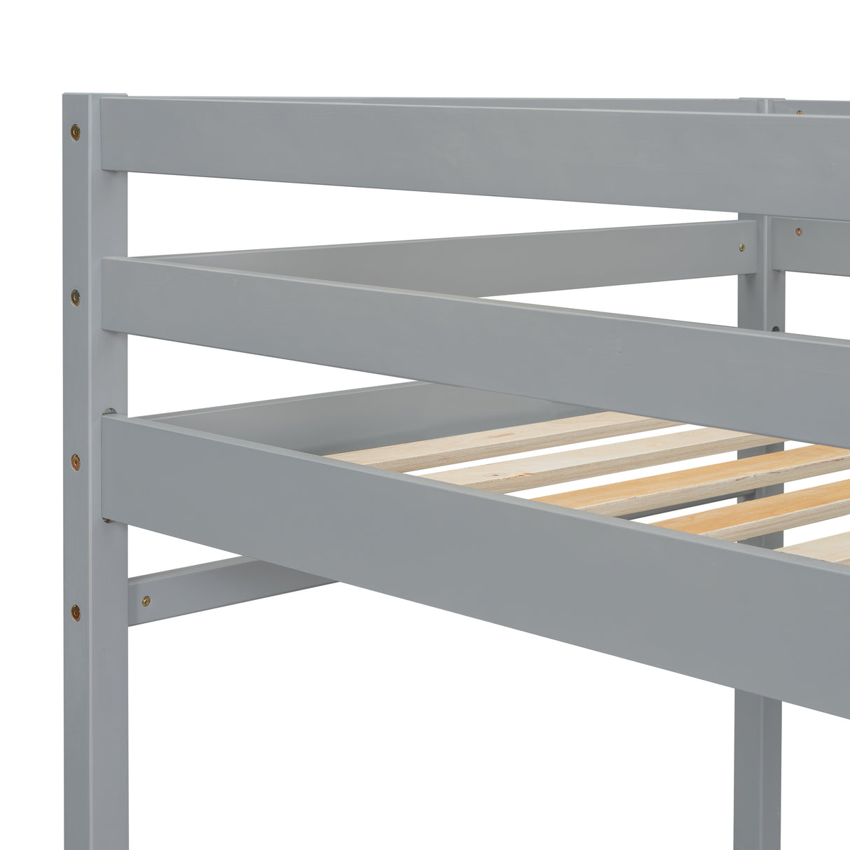 Twin High Loft Bed with Ladder landing Platform, Ladders, Guardrails,Grey
