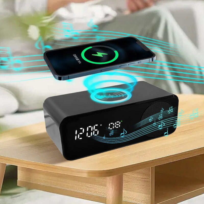 Time display wireless charging Bluetooth speaker compatible clock function thermometer wireless - V.I.P Digital Presence