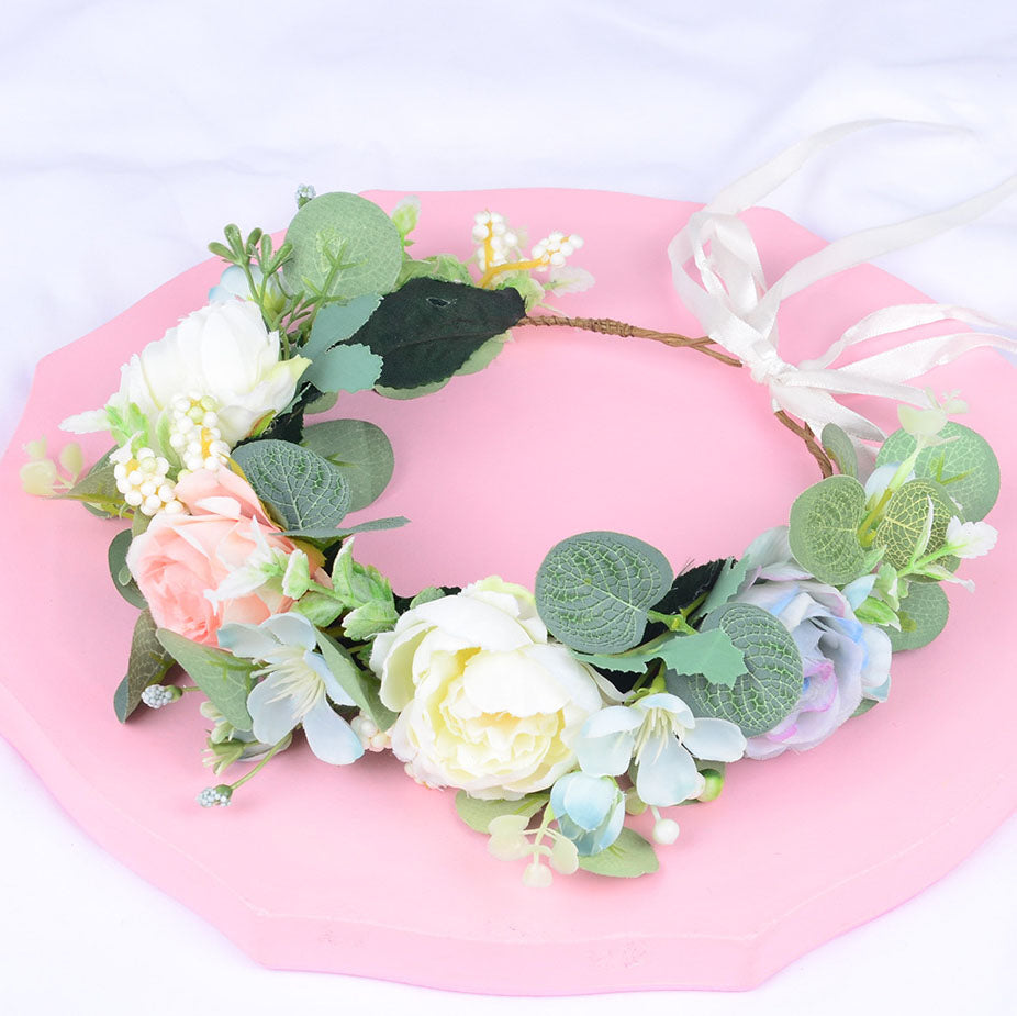 Forest style headband simulation, starry sky, eucalyptus flower wreath, bride's wedding dress, photography, headpiece, headband - V.I.P Digital Presence