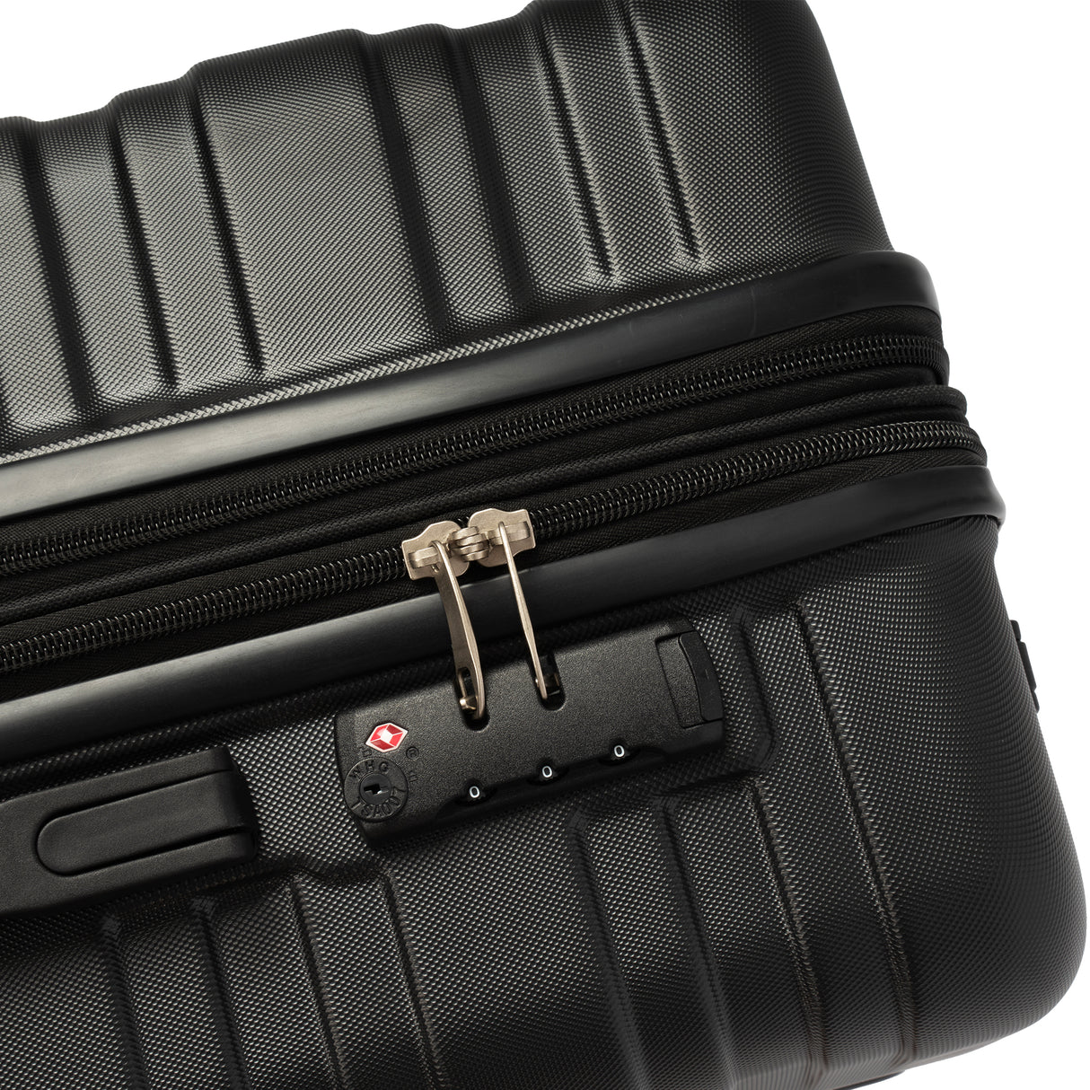 Hardshell Luggage Sets 3 Pcs Spinner Suitcase with TSA Lock Lightweight 20''24''28'' Black + ABS