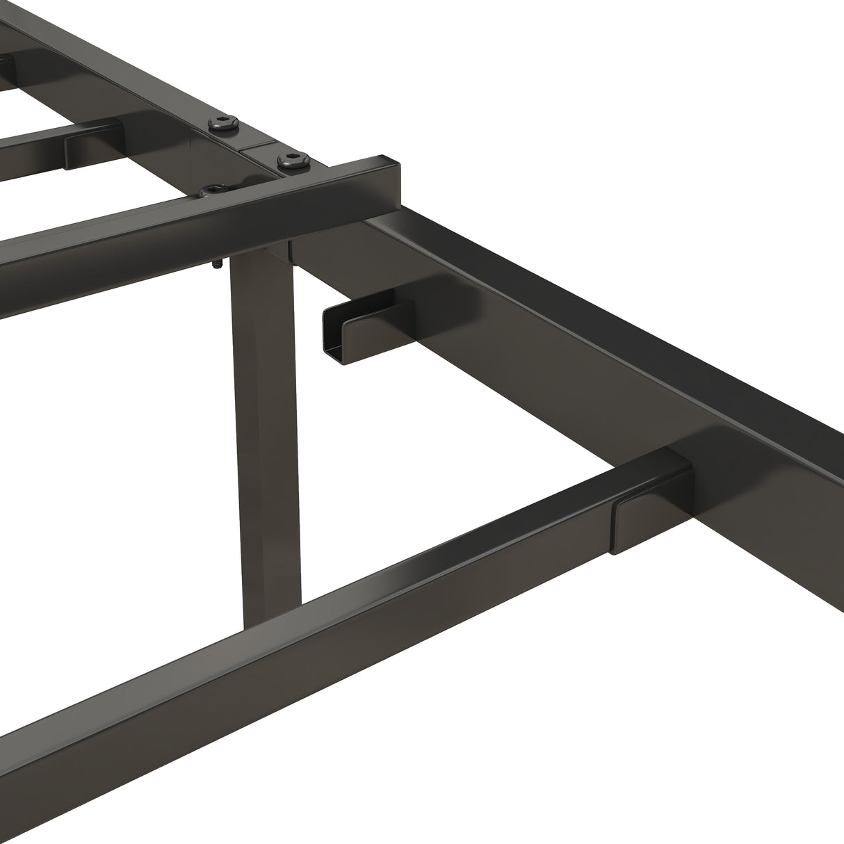 Full Size Bed Frame with Charging Station, Upholstered Headboard, Metal Platform, Grey - V.I.P Digital Presence
