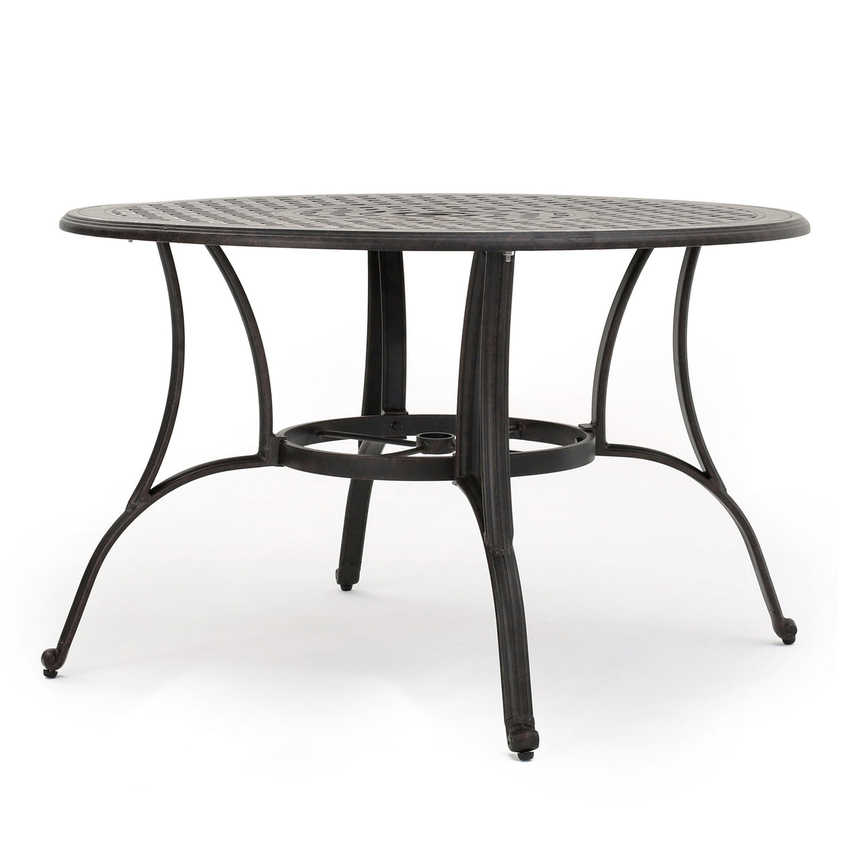 Outdoor Cast Aluminum Circular Dining Table, Bronze - V.I.P Digital Presence