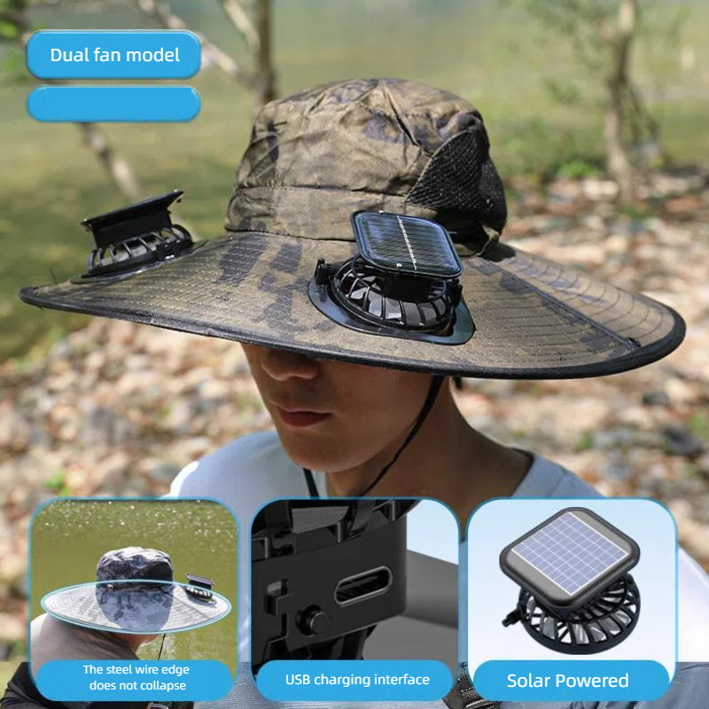 Camper Solar Fan Hat Fishing Hat Men's Outdoor Mountaineering UV Protection Sunshade Fishing Hat with Fan - V.I.P Digital Presence