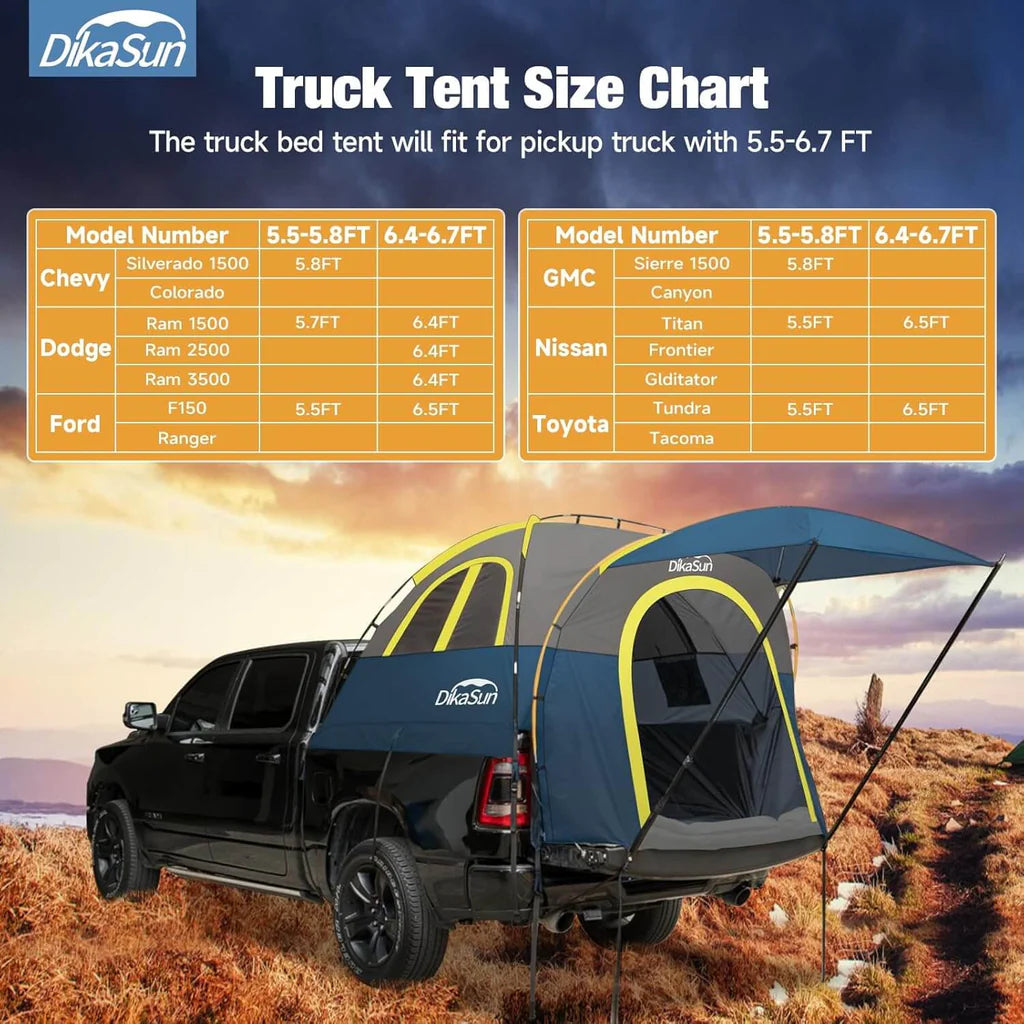 5.5-6.7ft Pickup Truck Bed Tent with Awining Navy - V.I.P Digital Presence