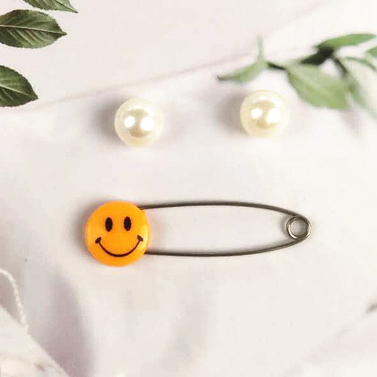 Imperdibles para bebés y niños, con forma de emoticono, de plástico, tamaño mediano, aproximadamente 40, tamaño grande, aproximadamente 55 mm.