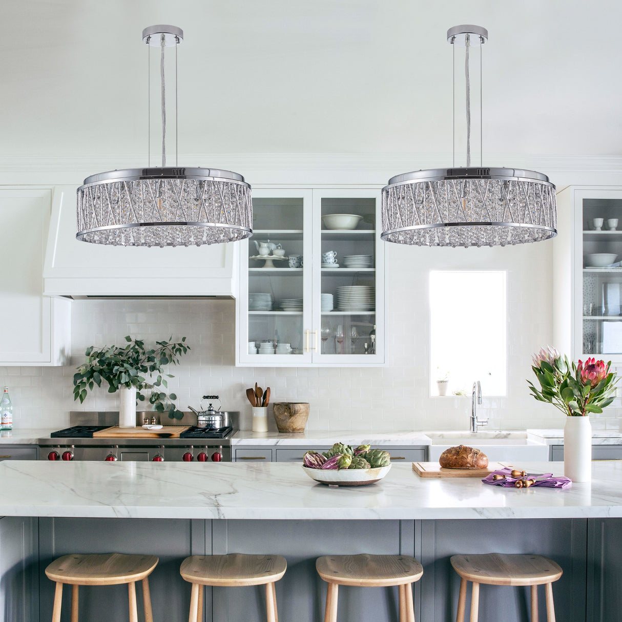 Modern Crystal Pendant 18.9-inch Aluminum+Iron Circular Ceiling Light Embedded Ceiling Fixture - V.I.P Digital Presence