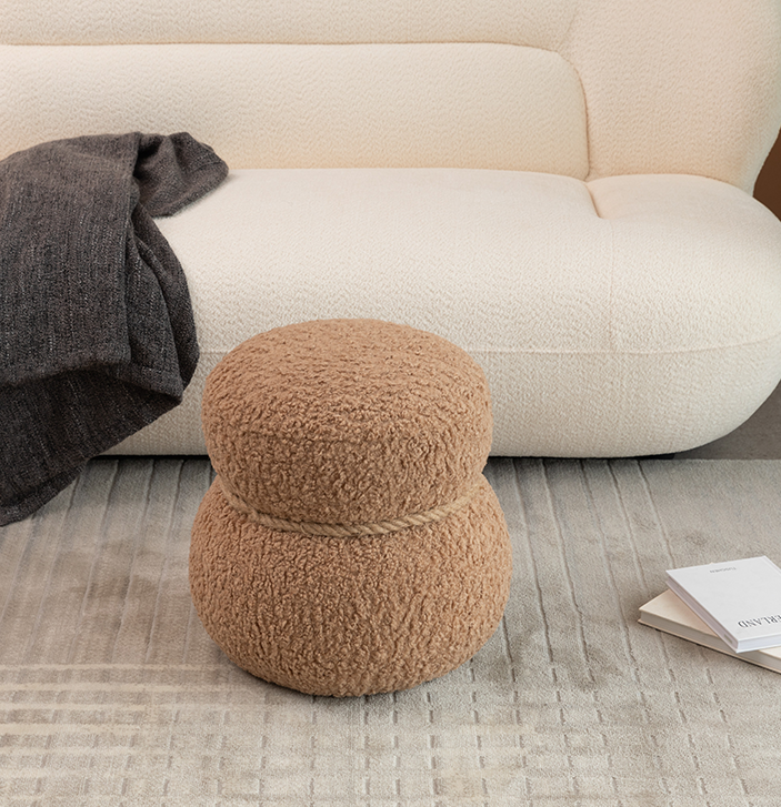 WKJ1Y Light camel snowman stool with plush Grig cushions, playful and cute, suitable for any space - V.I.P Digital Presence