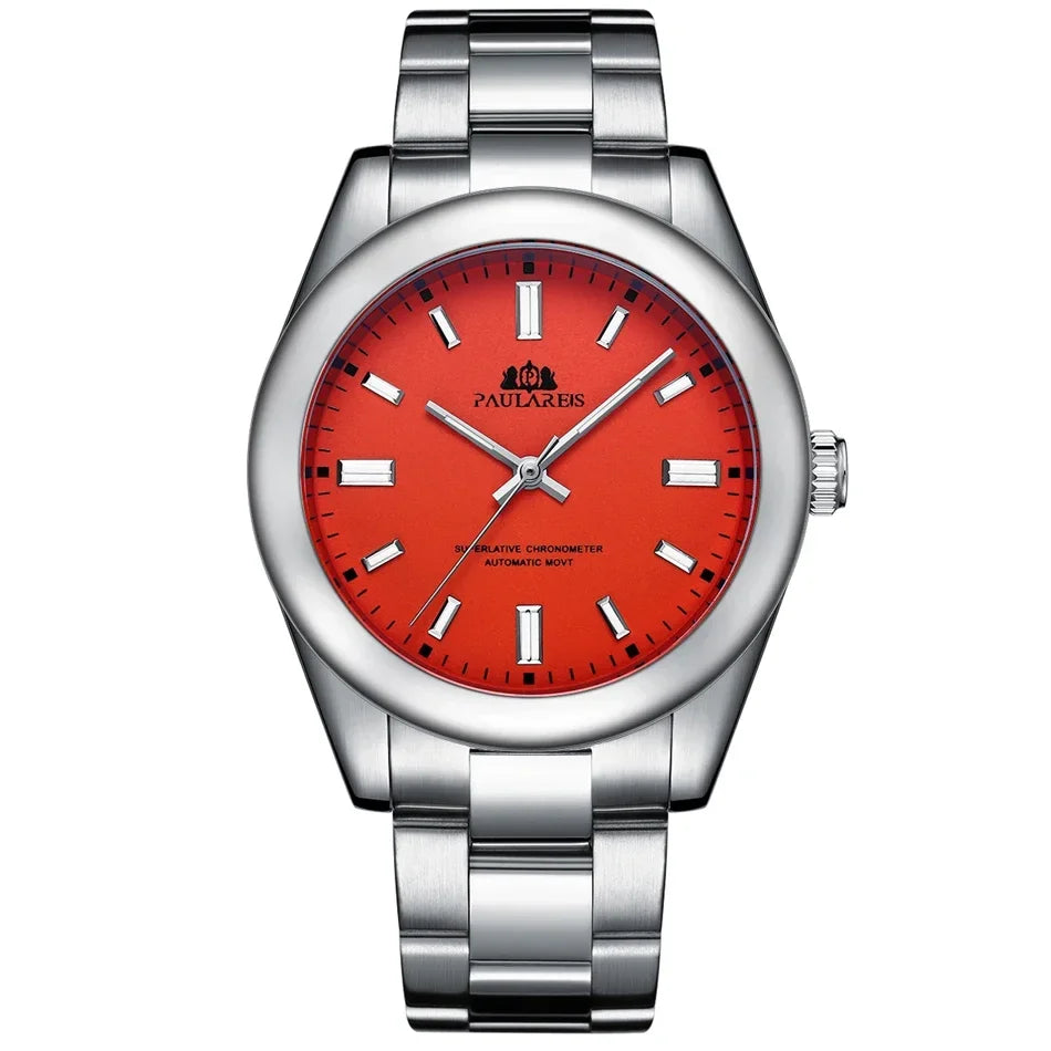 Automatic Watch for Men Mechanical Stainless Steel Luxury Red Yellow Sky Blue Green Colorful Rainbow 41mm Reloj Hombre Baratos - V.I.P Digital Presence
