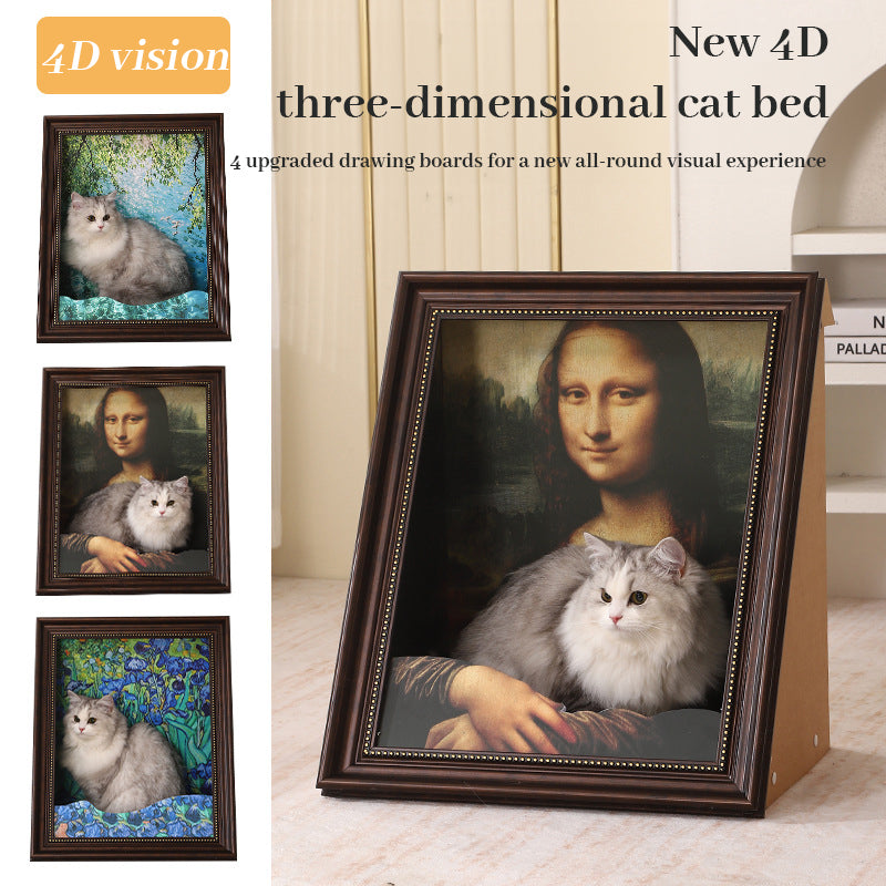 3D Mona Lisa Cat Scratcher with Removable Oil Painting Frame - V.I.P Digital Presence