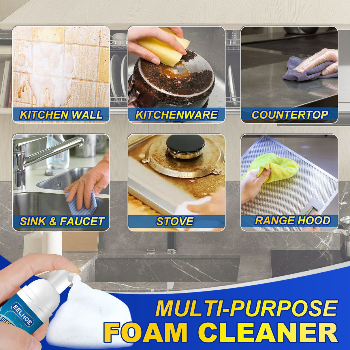 Heavy Grease Kitchen Foam Cleaner, Multi-Purpose Stove Hood To Remove Rust Stains Kitchen Utensils Oil Stains - V.I.P Digital Presence