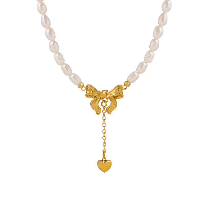 Titanium Steel Freshwater Pearl Heart Necklace - V.I.P Digital Presence