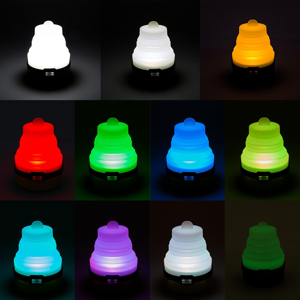 Linterna LED retráctil para acampar, portátil, con 4 modos, mini gancho para colgar en tienda de campaña, linterna de emergencia para exteriores.