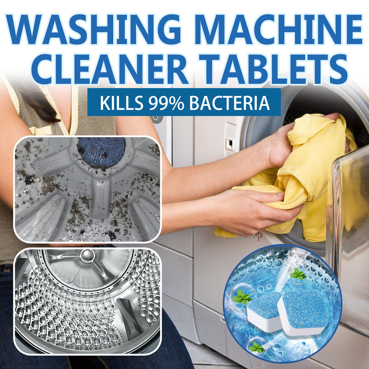 Washing Machine Cleaning Effervescent Tablet, Washing Machine Slot Stain Cleaner Effervescent Tablet Automatic Cleaning - V.I.P Digital Presence