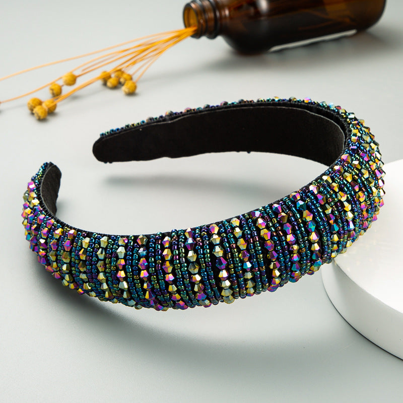 Hair Hoop Hand Woven Beaded Head Hoop Female Baroque Sponge Hair Bundle Korean Style Of The Net Red Face Wash Hair Accessories - V.I.P Digital Presence