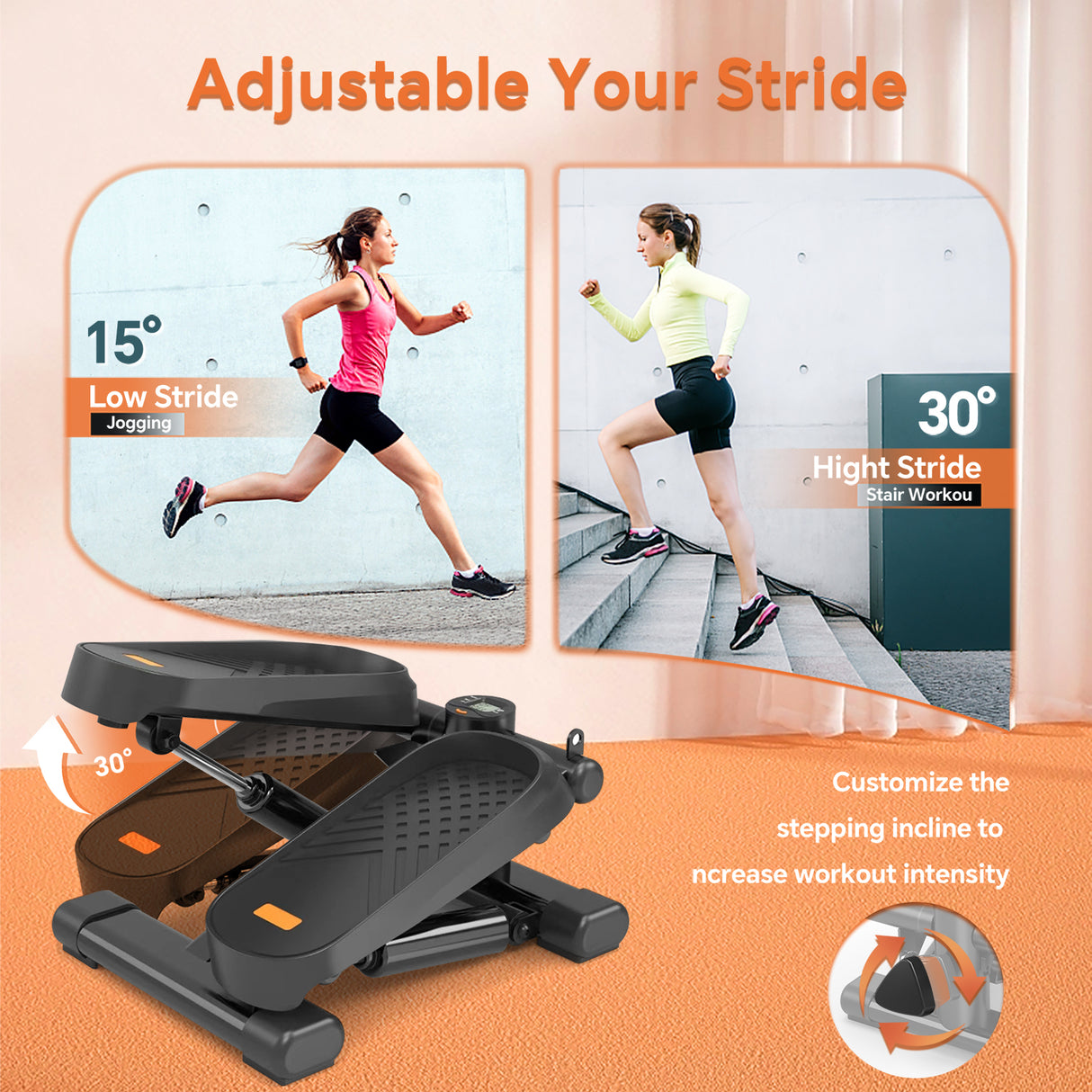 Home Office Exercise 330LBS Capacity Mini Stepper with Resistance Bands and LCD Monitor - V.I.P Digital Presence