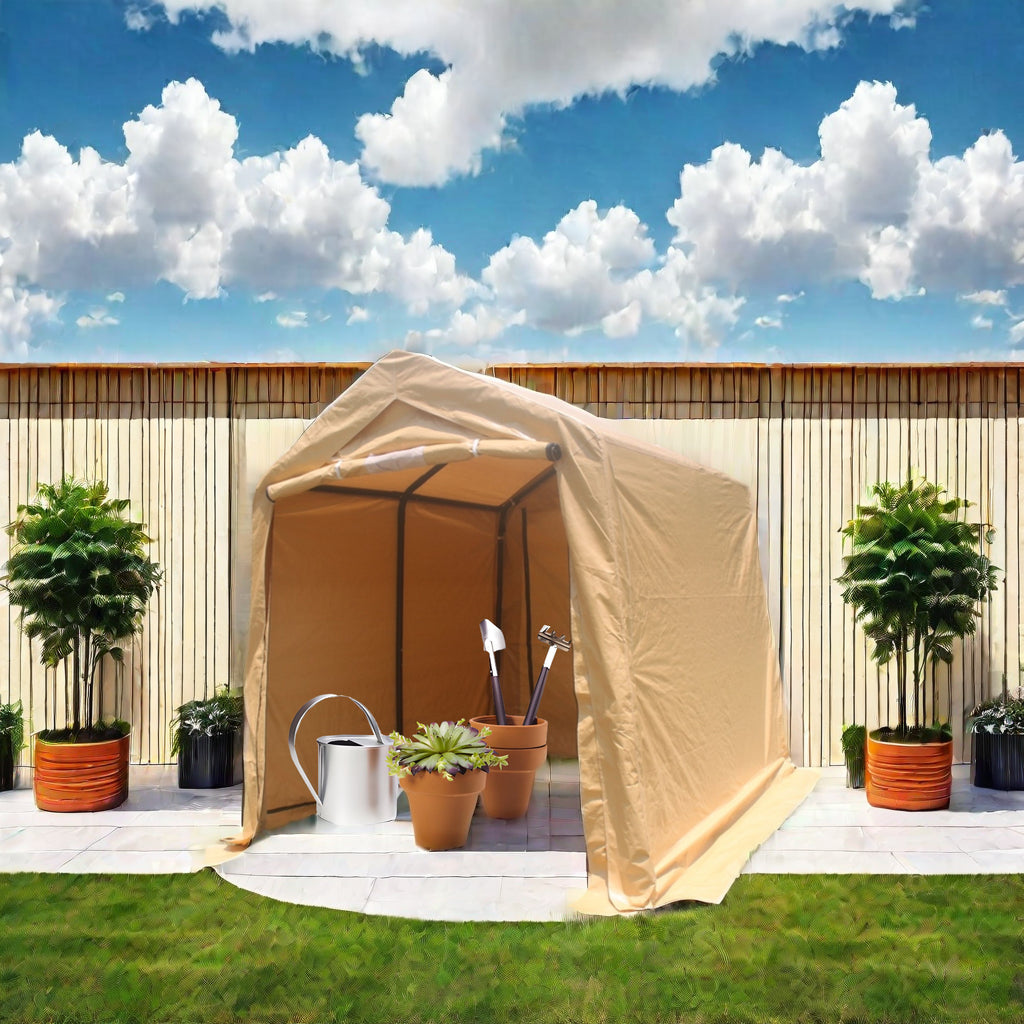 7x8 ft Outdoor Portable Gazebo Storage Shelter Shed with 2 Roll up Zipper Doors & Vents Carport - V.I.P Digital Presence